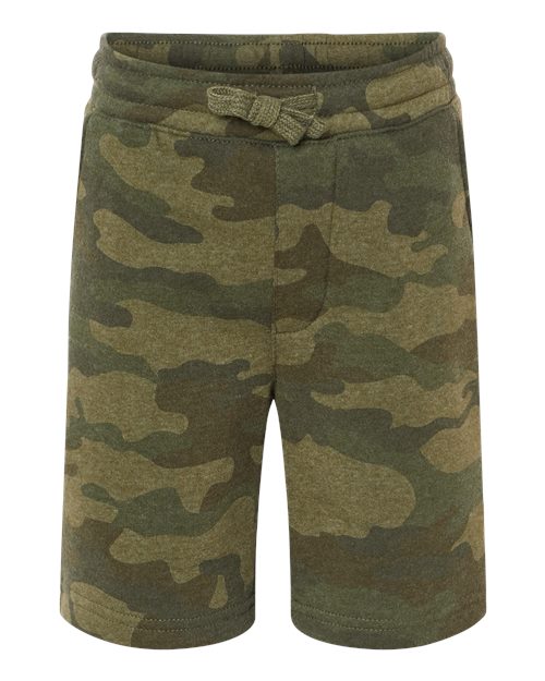 Youth Lightweight Special Blend Fleece Shorts - Forest Camo Heather Front