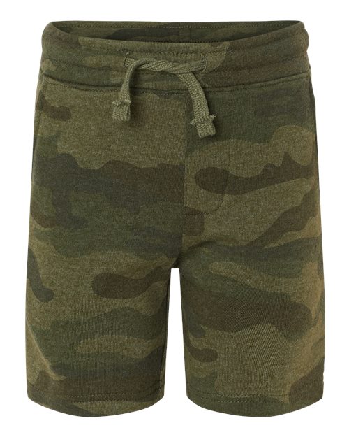Toddler Lightweight Special Blend Fleece Shorts - Forest Camo Heather Front