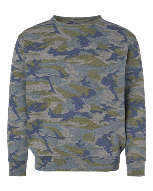 Youth Elevated Fleece Crewneck Sweatshirt - Vintage Camo Front