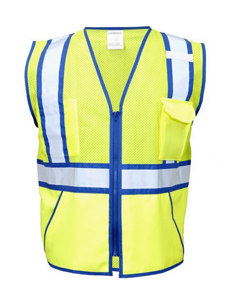 Unisex Standard Contrast Vest - Lime/ Blue Front
