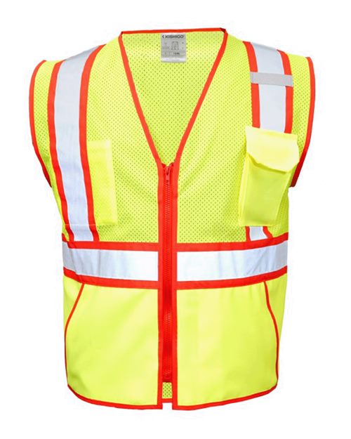 Unisex Standard Contrast Vest - Lime/ Red Front
