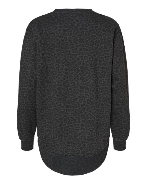 Women's Weekend Fleece Crewneck Sweatshirt - Black Leopard Back