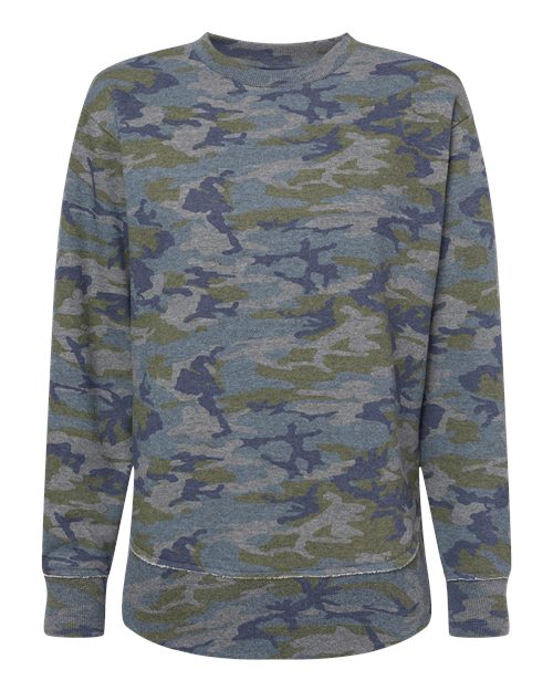 Women's Weekend Fleece Crewneck Sweatshirt - Vintage Camo Front