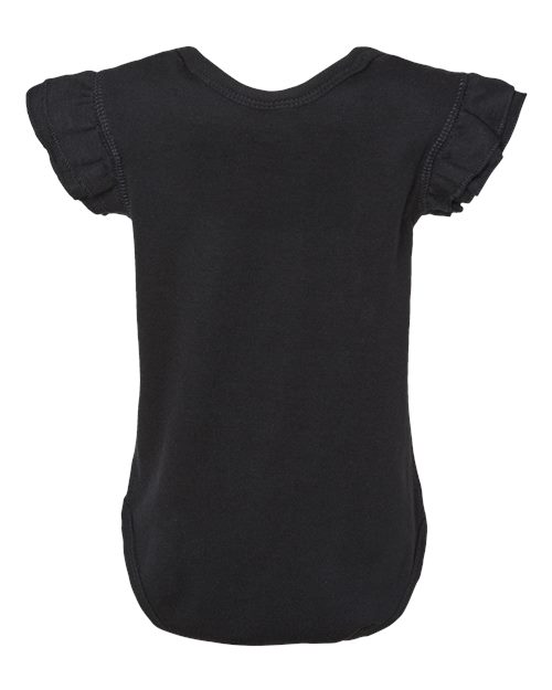 Infant Flutter Sleeve Baby Rib Bodysuit - Black Back