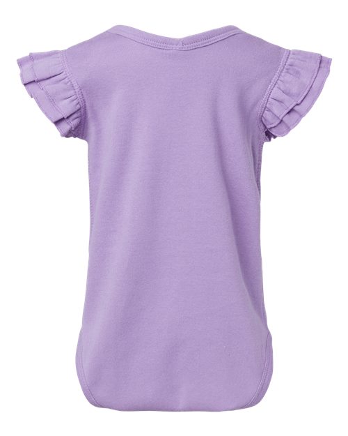 Infant Flutter Sleeve Baby Rib Bodysuit - Lavender Back
