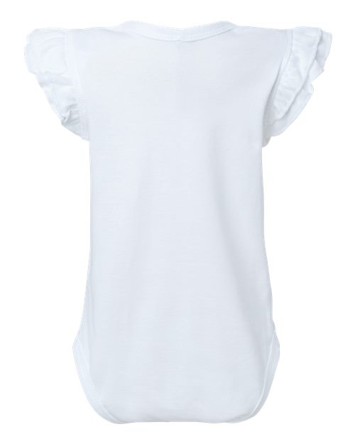 Infant Flutter Sleeve Baby Rib Bodysuit - White Back