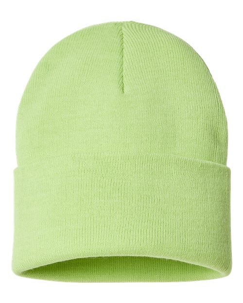 Sustainable Beanie - Acid Green Back