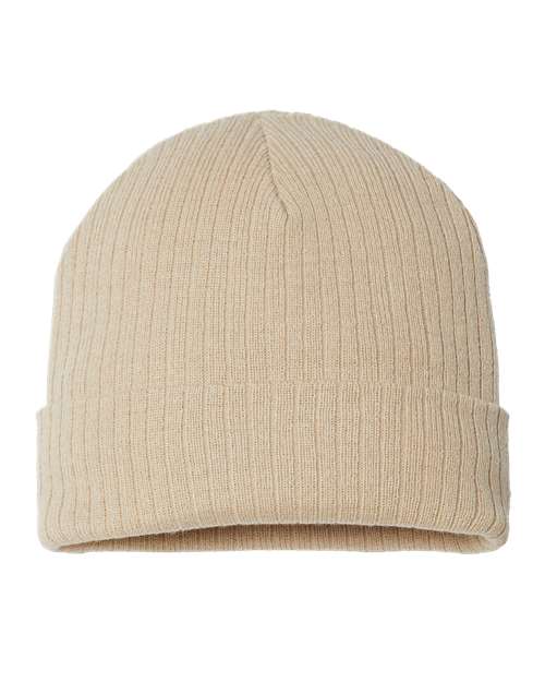 Sustainable Rib Cuffed Beanie - Light Beige Back