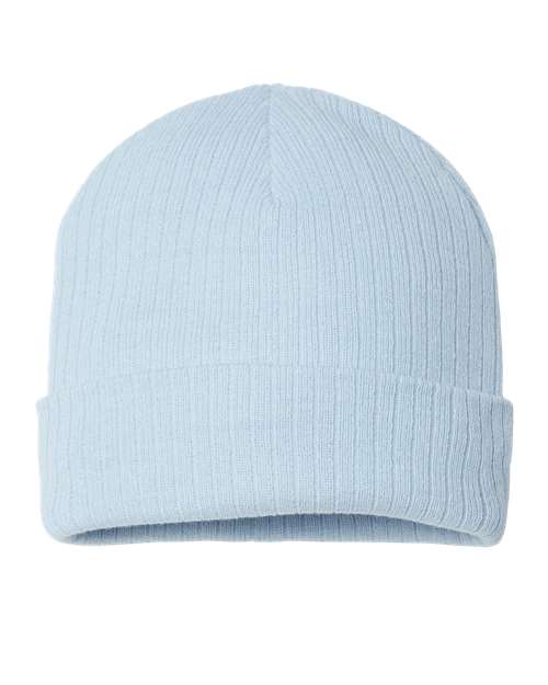 Sustainable Rib Cuffed Beanie - Light Blue Back