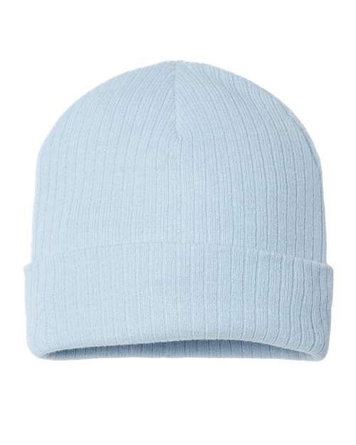 Sustainable Rib Cuffed Beanie - Light Blue Front