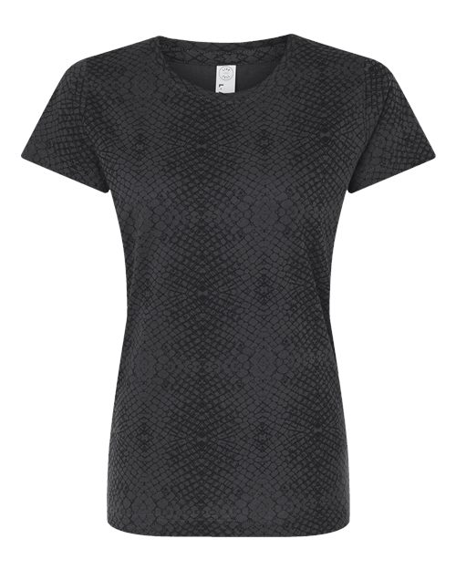 Women's Fine Jersey Tee - Black Reptile Front
