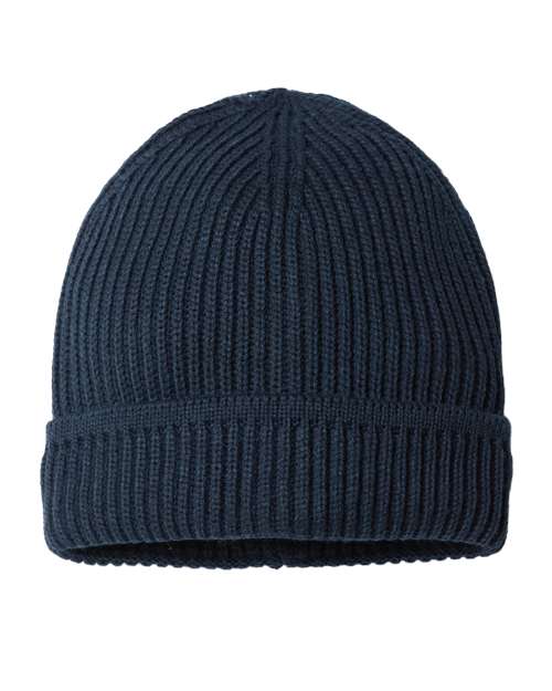 Sustainable Finish Edge Cuffed Beanie - Navy Back