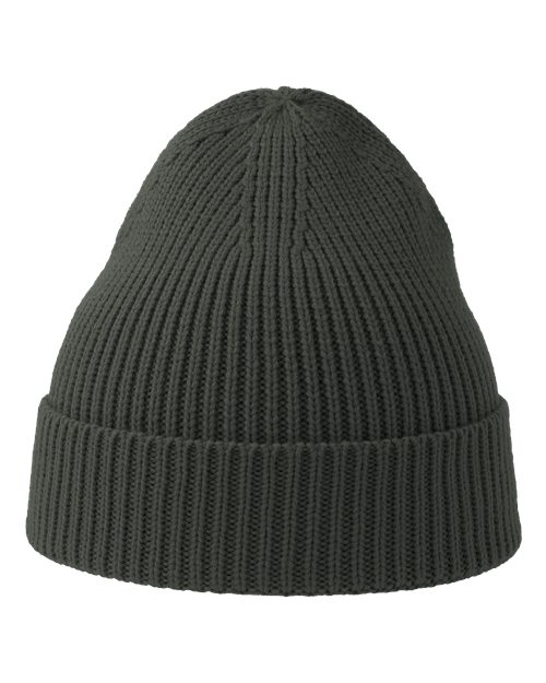 Sustainable Fine Rib Cuffed Beanie - Dark Grey Back