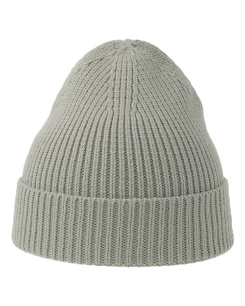 Sustainable Fine Rib Cuffed Beanie - Light Grey Back