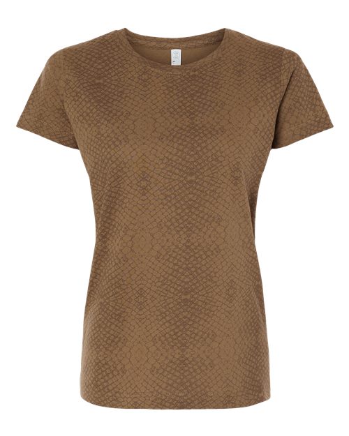 Women's Fine Jersey Tee - Brown Reptile Front