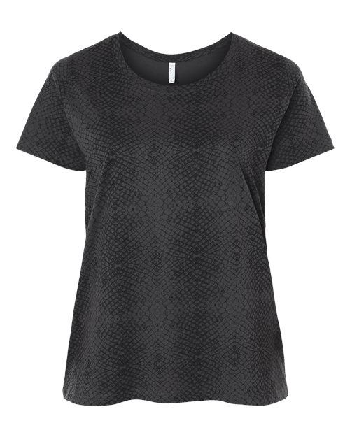 Women's Curvy Collection Fine Jersey Tee - Black Reptile Front