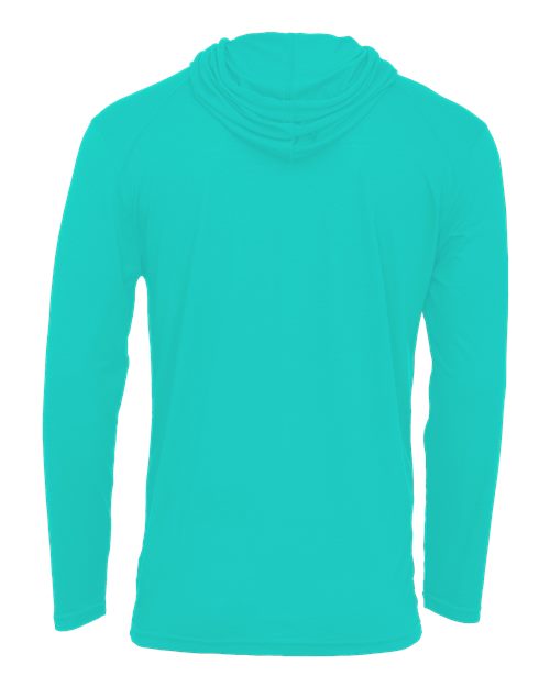 Men's Tri-Blend Surplice Hooded Long Sleeve T-Shirt - Turquoise Back
