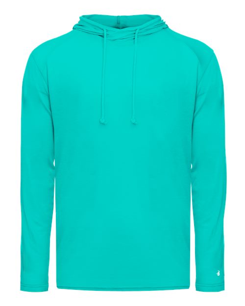 Men's Tri-Blend Surplice Hooded Long Sleeve T-Shirt - Turquoise Front