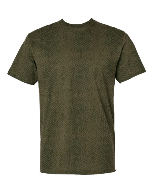 Unisex Fine Jersey Tee - Green Reptile Front