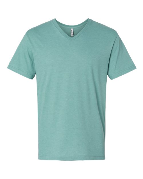 Unisex CVC V-Neck Tee - Heather Arctic Front