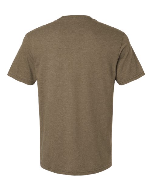 Unisex CVC V-Neck Tee - Heather Army Back