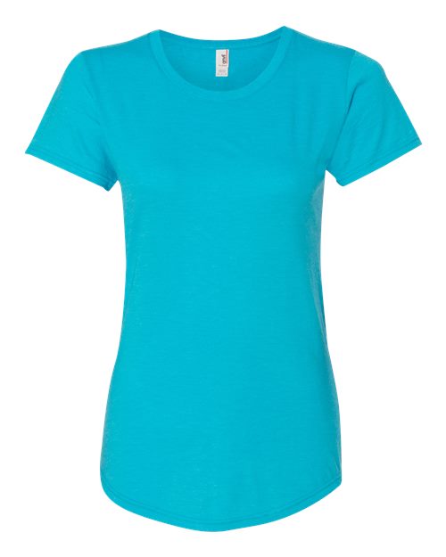 Women's Softstyle® Triblend T-Shirt - Heather Caribbean Blue Front