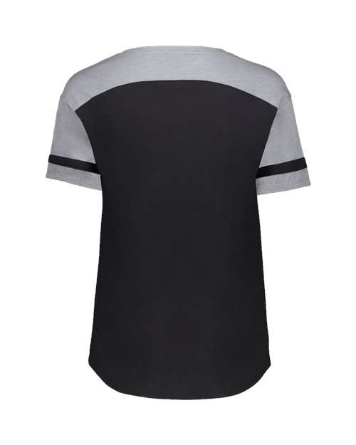 Women's Triblend Fanatic 2.0 V-Neck T-Shirt - Black/ Grey Heather Back