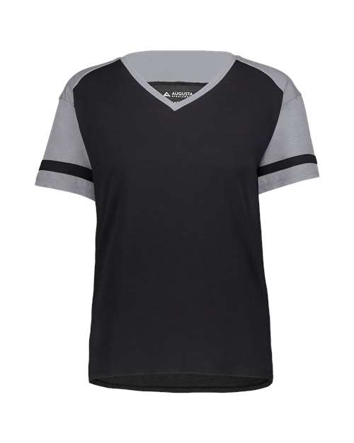 Women's Triblend Fanatic 2.0 V-Neck T-Shirt - Black/ Grey Heather Front