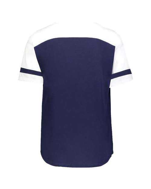 Women's Triblend Fanatic 2.0 V-Neck T-Shirt - Navy/ White Back