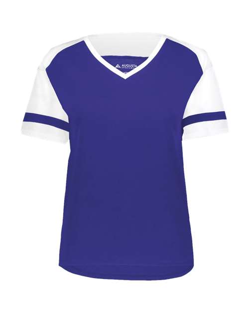 Women's Triblend Fanatic 2.0 V-Neck T-Shirt - Purple/ White Front