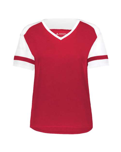 Women's Triblend Fanatic 2.0 V-Neck T-Shirt - Scarlet/ White Front