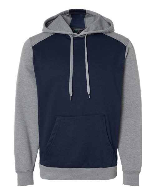 Unisex Eco Revive™ Three-Season Triblend Fleece Hooded Sweatshirt - Navy/ Grey Heather Front