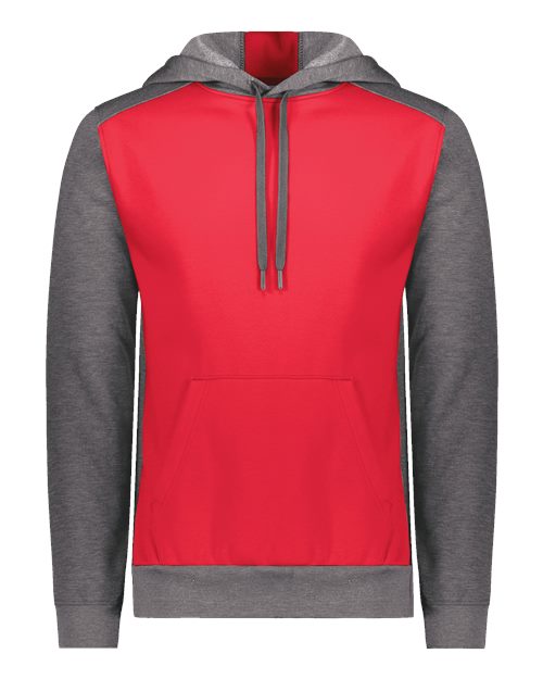 Unisex Eco Revive™ Three-Season Triblend Fleece Hooded Sweatshirt - Scarlet/ Carbon Heather Front