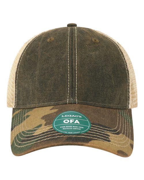 Old Favorite Trucker Cap - Black/ Army Camo/ Khaki Front