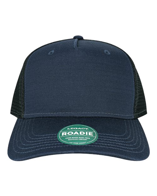 Five-Panel Adjustable Cap - Navy Slub/ Black Front