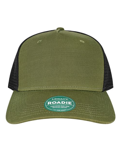 Five-Panel Adjustable Cap - Olive Slub/ Black Front