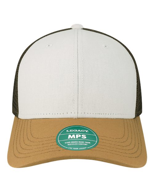 Mid-Pro Snapback Trucker Cap - White/ Caramel/ Brown Front