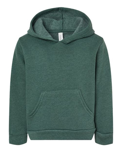 BELLA + CANVAS Toddler Sponge Fleece Pullover Hoodie Sweatshirt - Heather Forest Front