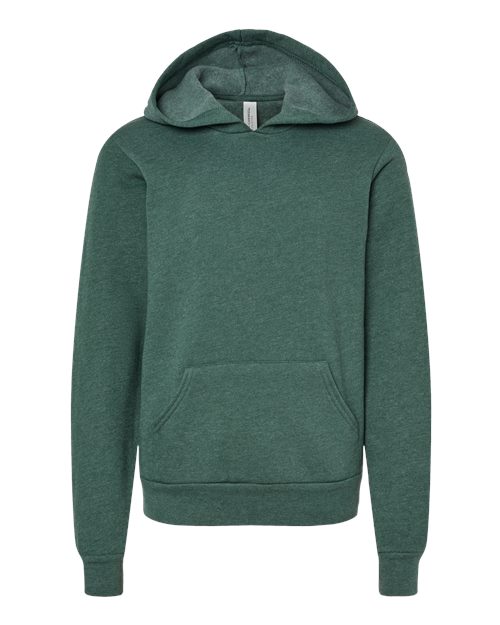 Youth Sponge Fleece Hoodie Sweatshirt - Heather Forest Front