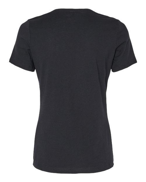 Women's Relaxed Heather CVC V-Neck Tee - Solid Black Blend Back