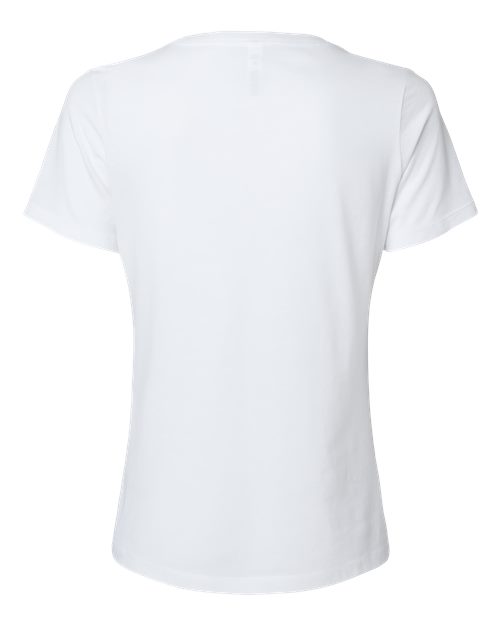 Women's Relaxed Heather CVC V-Neck Tee - Solid White Blend Back