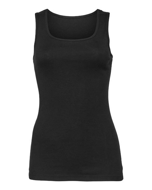 Women's Micro Rib Tank - Solid Black Blend Front