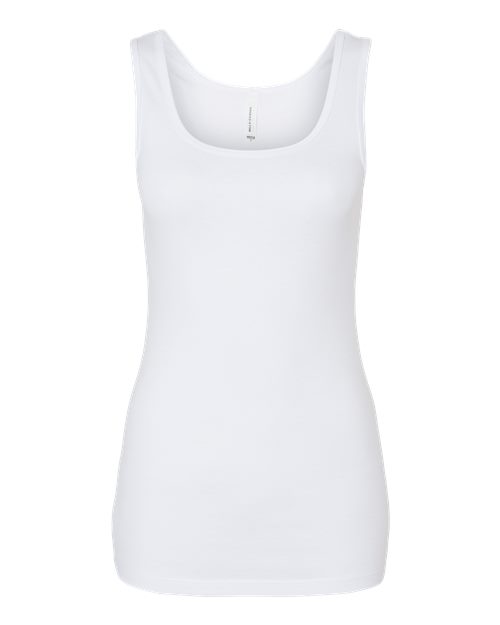 Women's Micro Rib Tank - Solid White Blend Front