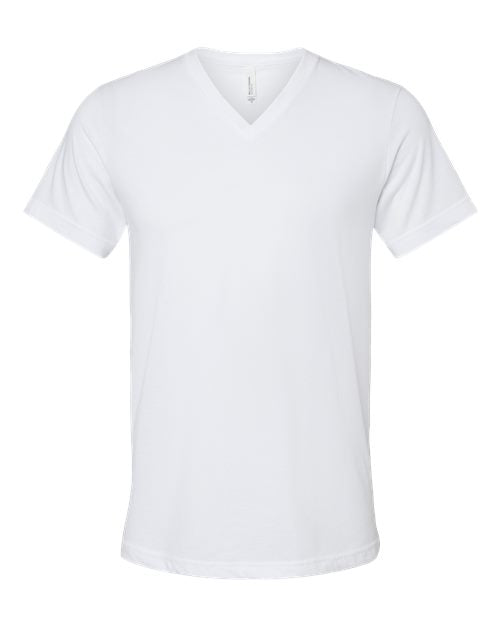 BELLA + CANVAS Unisex Heather CVC V-Neck Tee - Solid White Blend Front