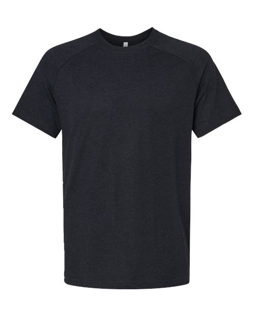 Men's Heather CVC Raglan Tee - Black Heather Front