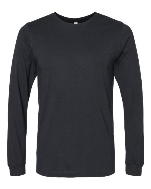 BELLA + CANVAS Heather CVC Long Sleeve Tee - Solid Black Blend Front