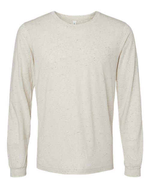 Unisex Triblend Long Sleeve Tee - Oatmeal Triblend Front