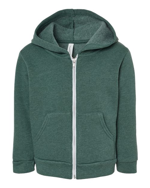 Toddler Sponge Fleece Full-Zip Hoodie Sweatshirt - Heather Forest Front
