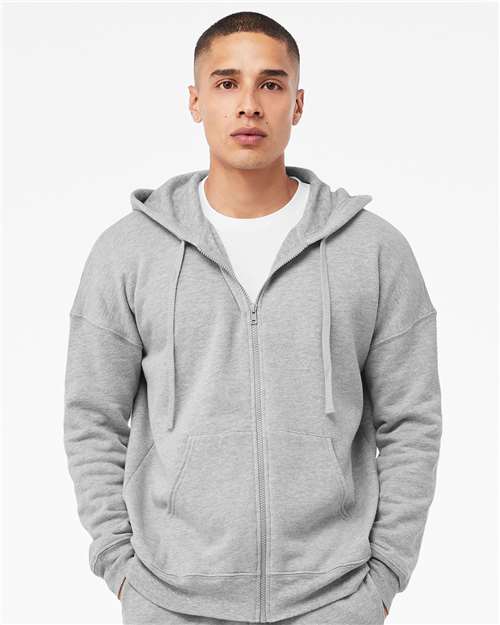 BELLA + CANVAS Unisex Sponge Fleece DTM Full-Zip Hoodie Sweatshirt - Model Front