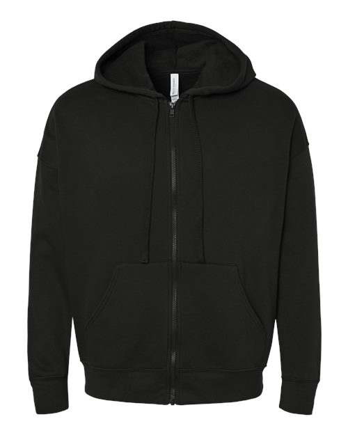 Unisex Sponge Fleece DTM Full-Zip Hoodie Sweatshirt - Black Front
